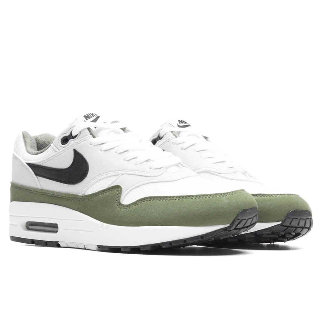 Air Max 1 - White/Black/Medium Olive Nike Retro Lifestyle Shoes