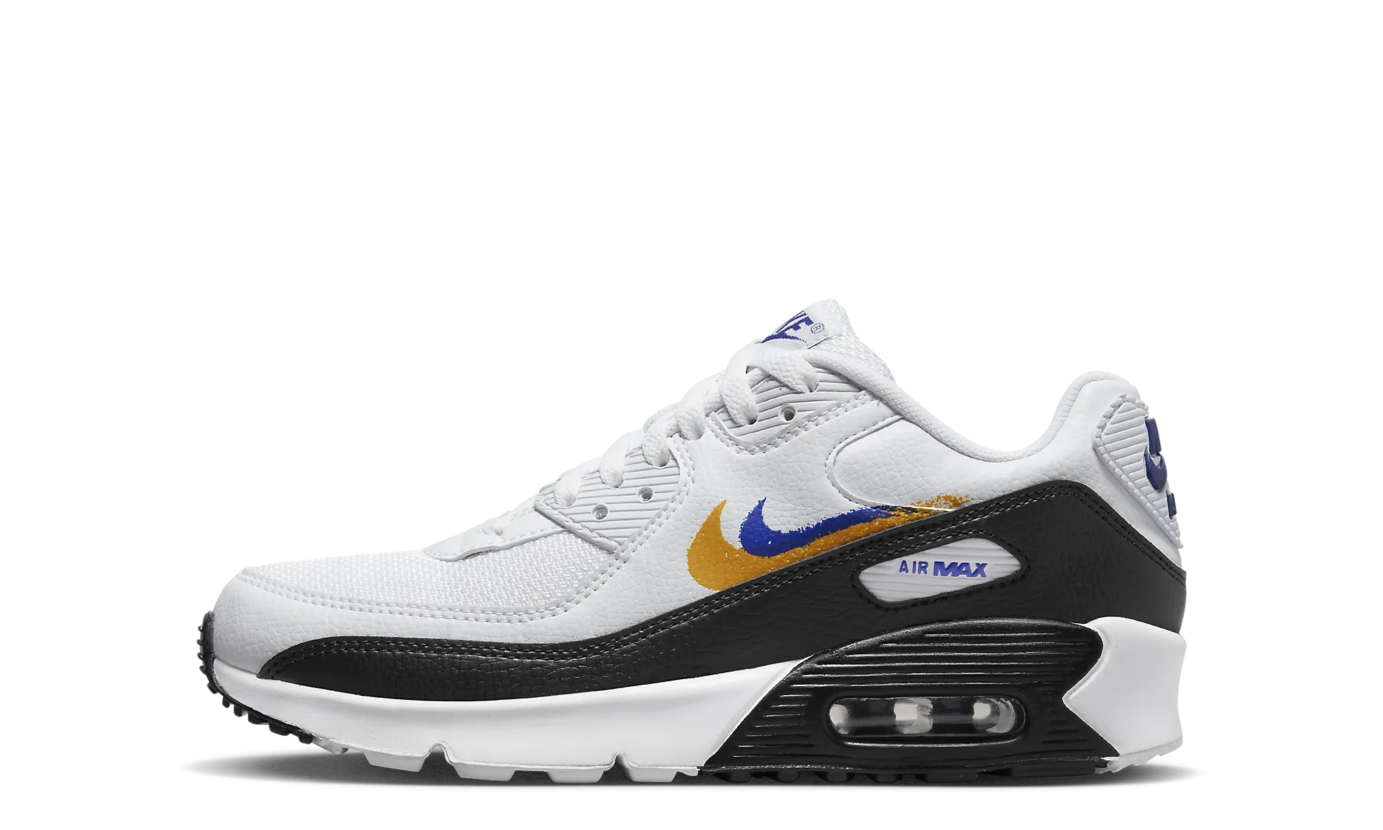 Air Max 90 GS "Double Swoosh White Black Gold Royal" Nike Grade School styles