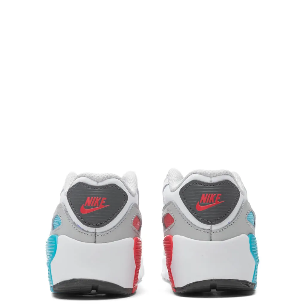 Air Max 90 LTR (TD) - White/Iron Grey Nike Cushioned Mesh Sneakers