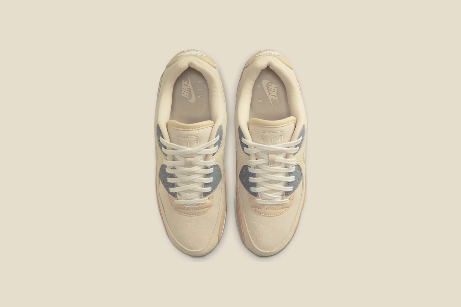 Air Max 90 Premium - Hemp/Summit White/Sanddrift Nike Cushioned Mesh Sneakers
