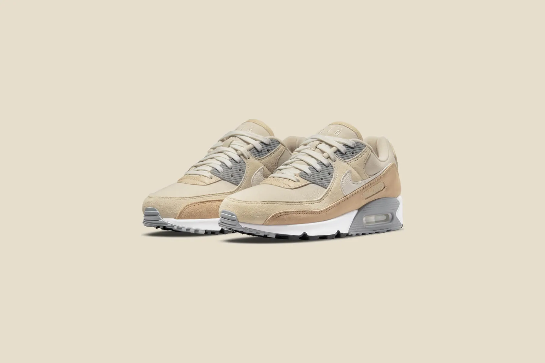 Air Max 90 Premium - Hemp/Summit White/Sanddrift Nike Cushioned Mesh Sneakers