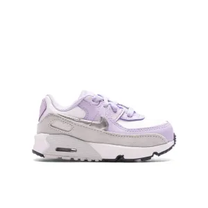 Air Max 90 (TD) - White/Metallic Silver/Violet Frost Nike fashion sneakers with bold branding