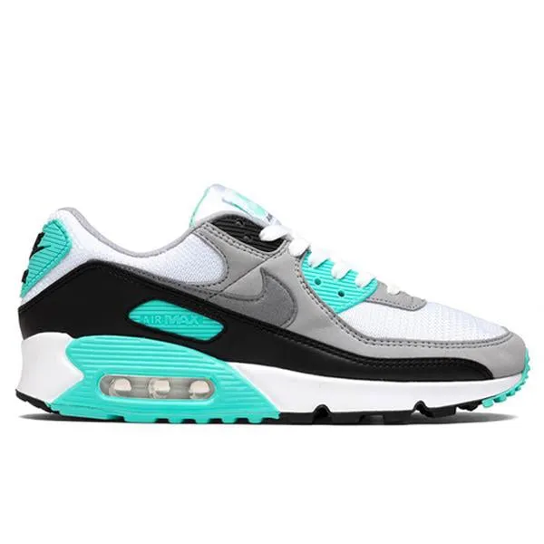 Air Max 90 - White/Particle Grey/Hypher Turq/Black Nike trainers with responsive foam