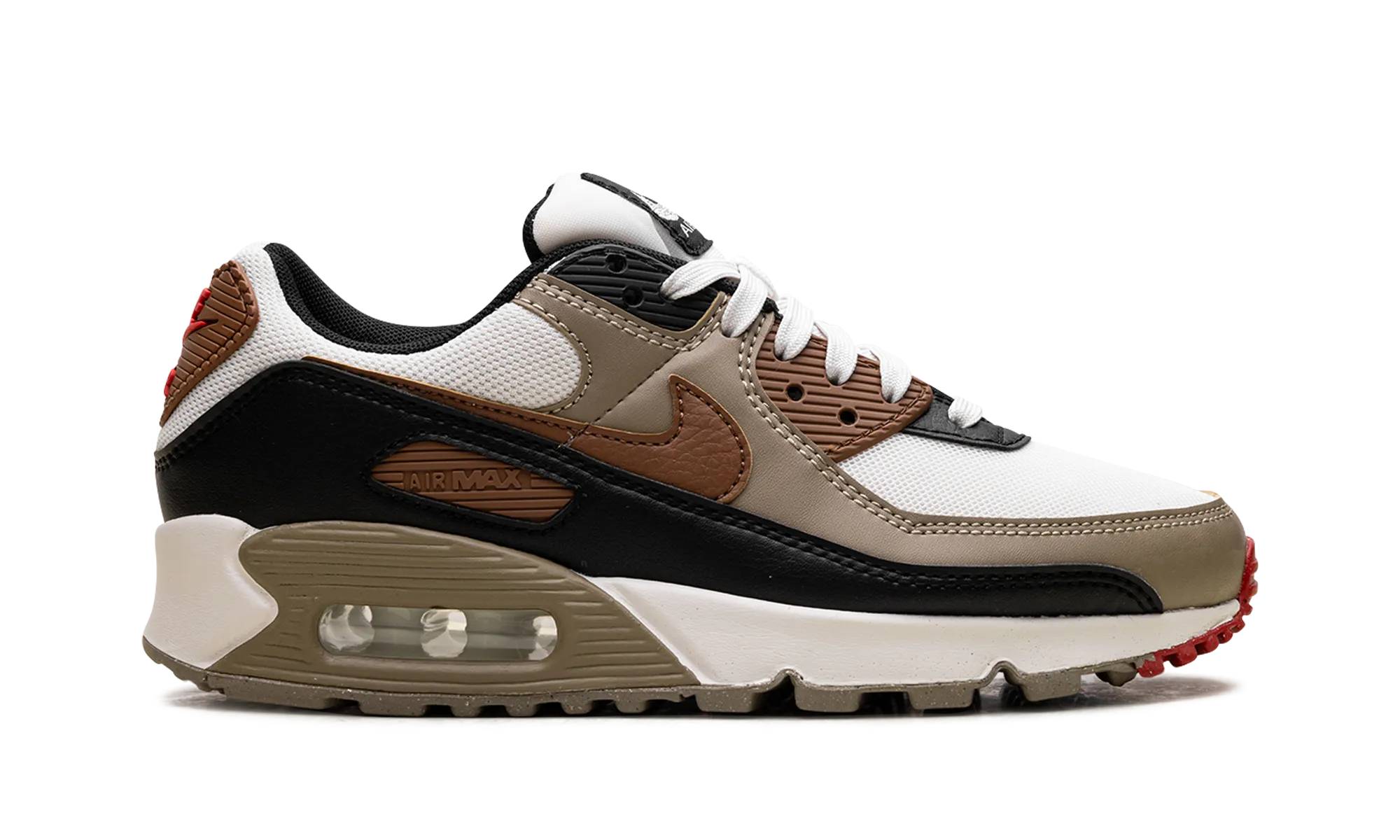 Air Max 90 WMNS "Phantom Black Fire Red Light British Tan" nike womens breathable trainers