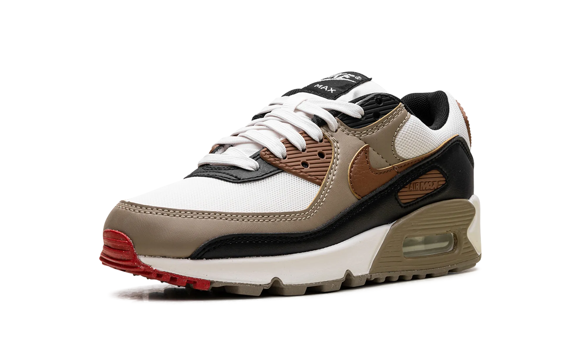 Air Max 90 WMNS "Phantom Black Fire Red Light British Tan" nike womens breathable trainers