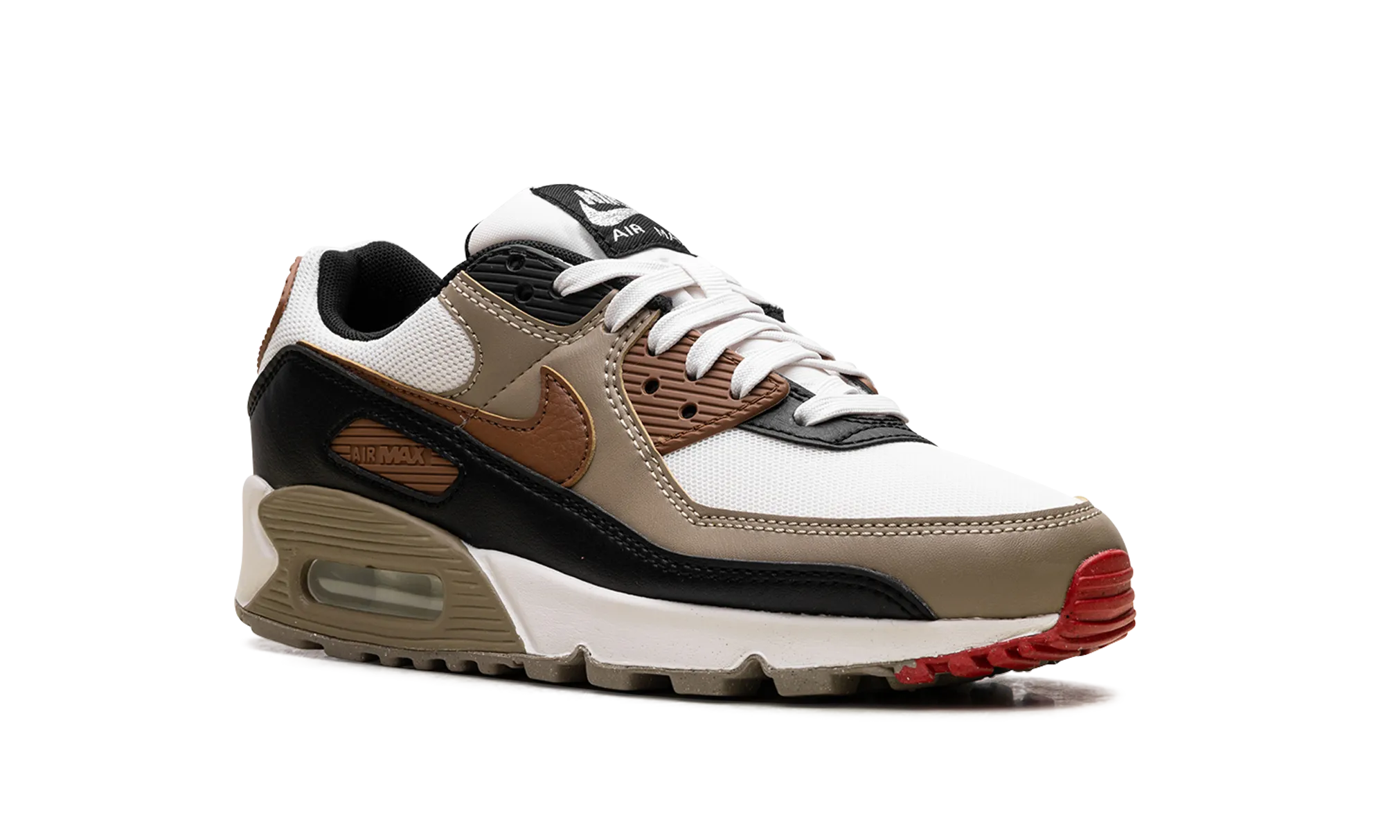 Air Max 90 WMNS "Phantom Black Fire Red Light British Tan" nike womens breathable trainers