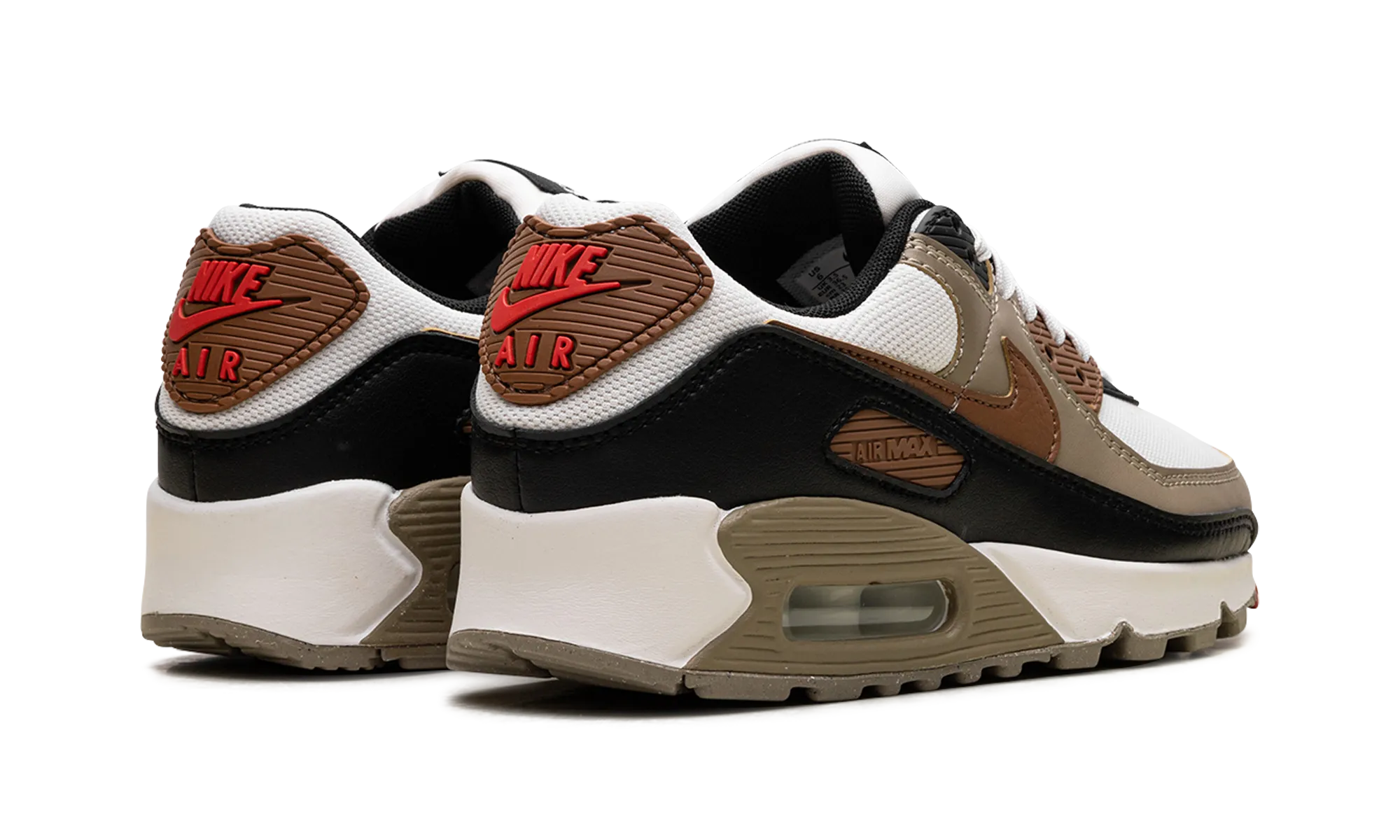 Air Max 90 WMNS "Phantom Black Fire Red Light British Tan" nike womens breathable trainers