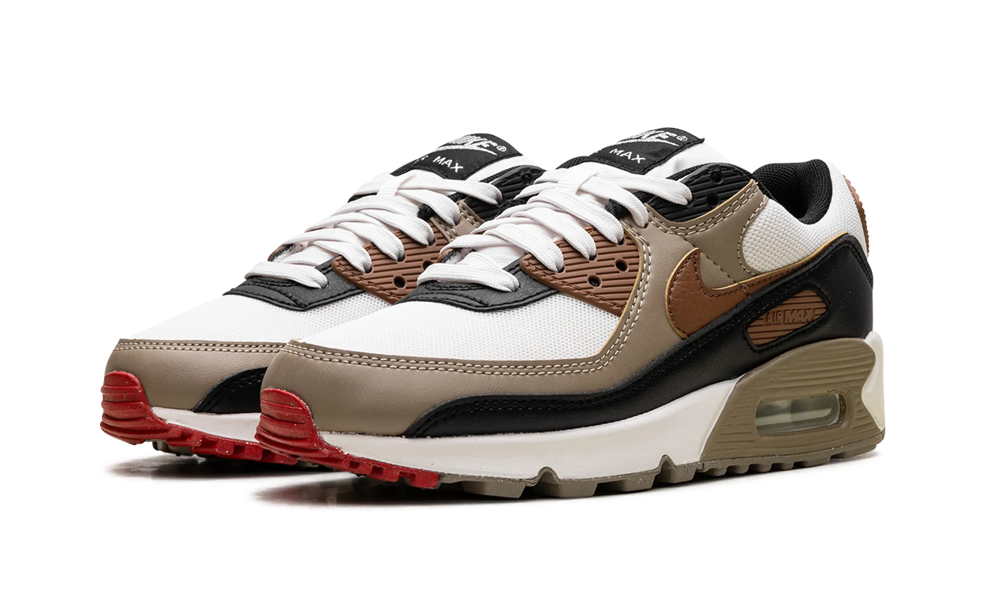 Air Max 90 WMNS "Phantom Black Fire Red Light British Tan" nike womens breathable trainers
