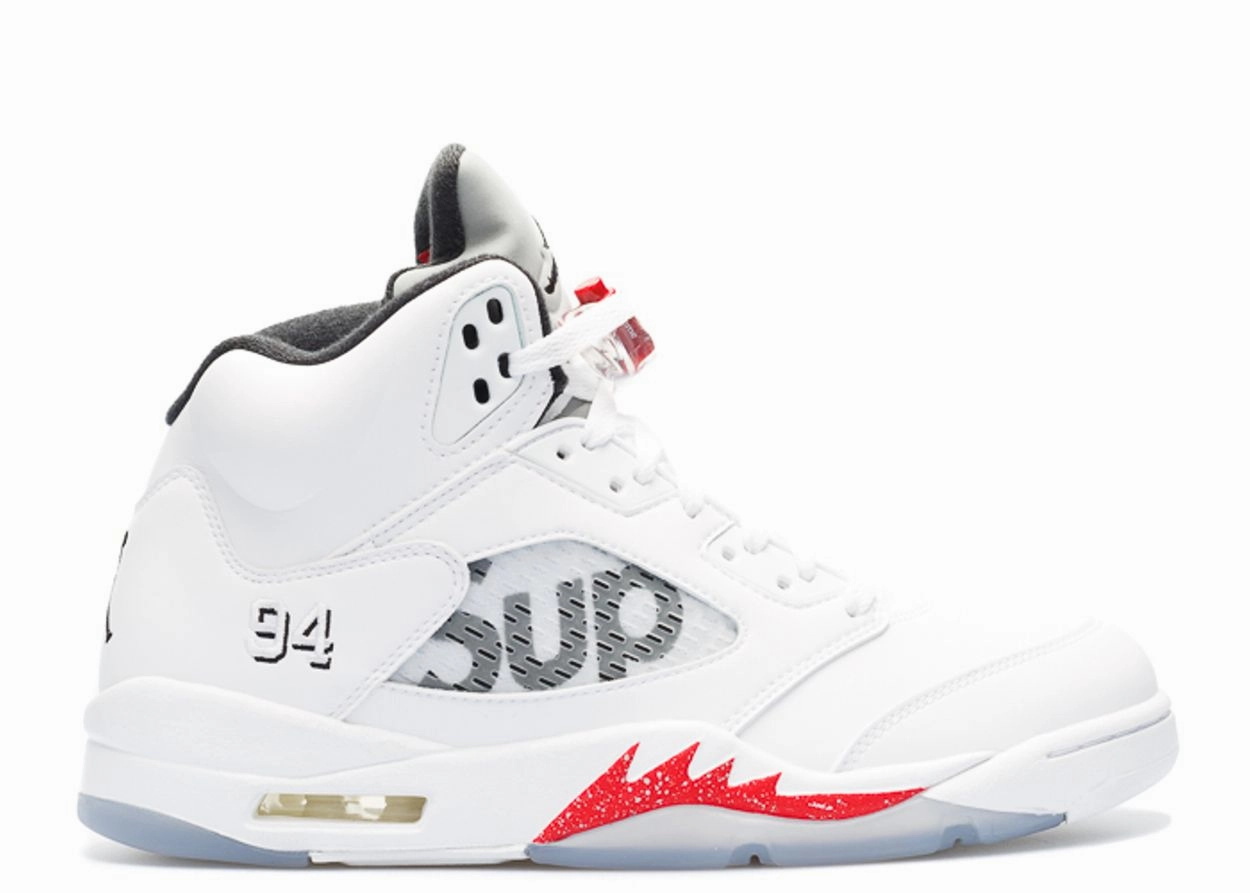 Air Jordan 5 Retro Supreme White Complete Air Jordan series in high quality