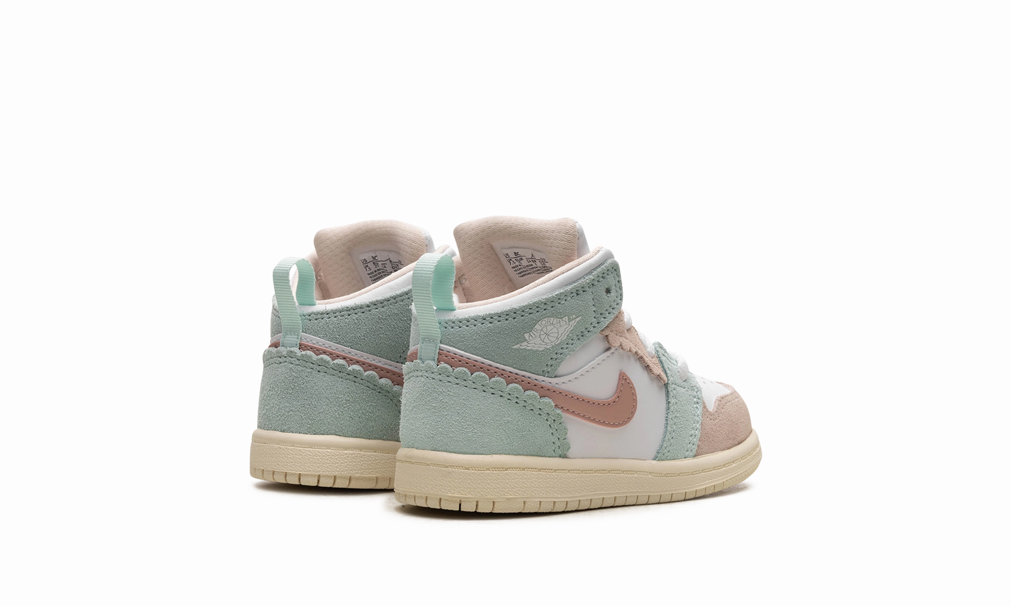 Air Jordan Retro 1 Mid SE TD "Pink Oxford / Jade Ice" jordan toddler baby shoes