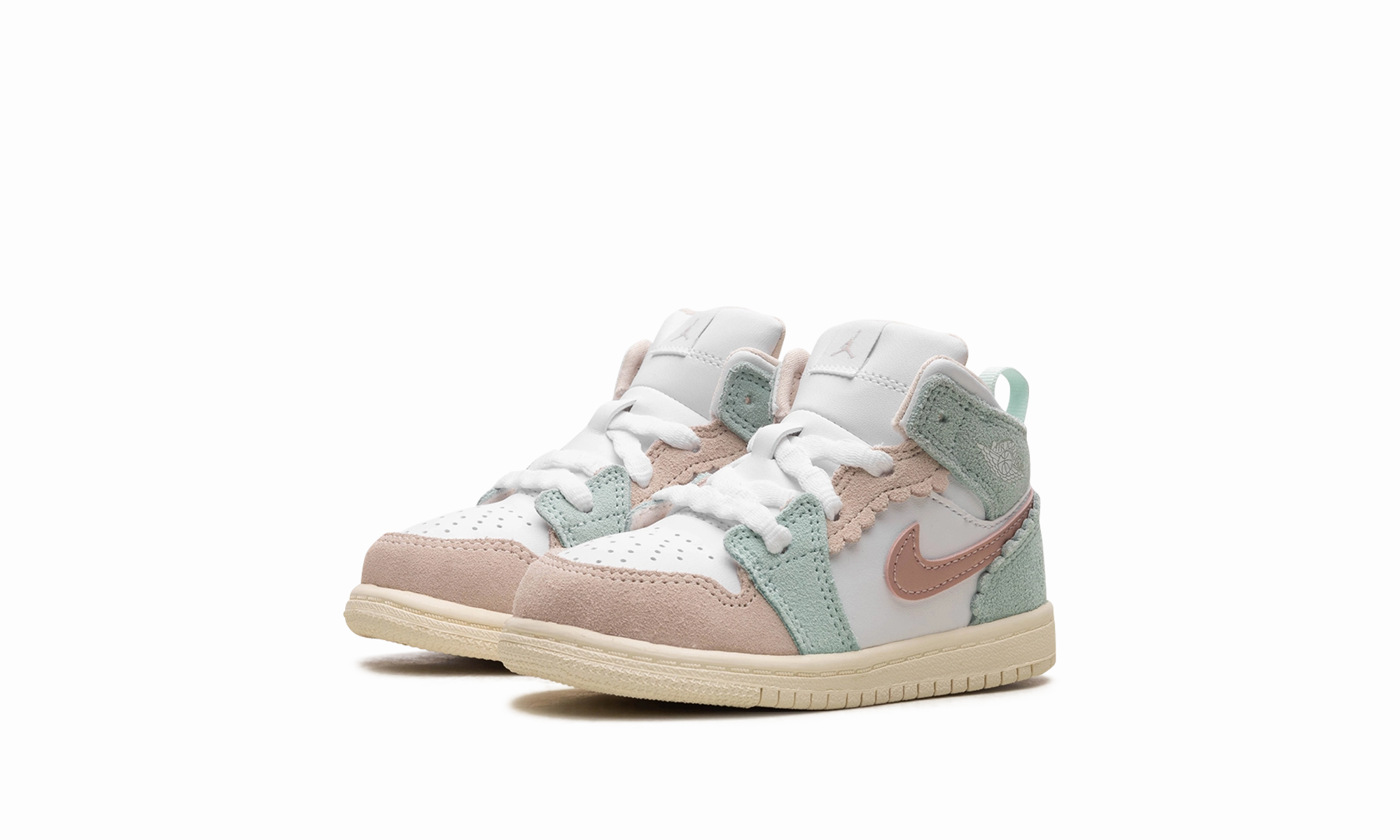 Air Jordan Retro 1 Mid SE TD "Pink Oxford / Jade Ice" jordan toddler baby shoes