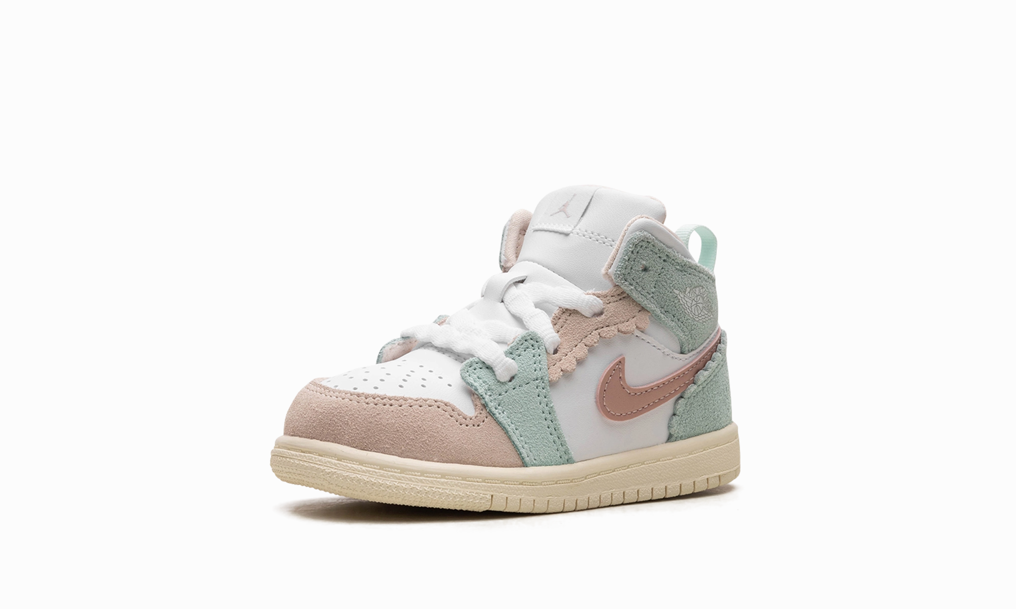 Air Jordan Retro 1 Mid SE TD "Pink Oxford / Jade Ice" jordan toddler baby shoes