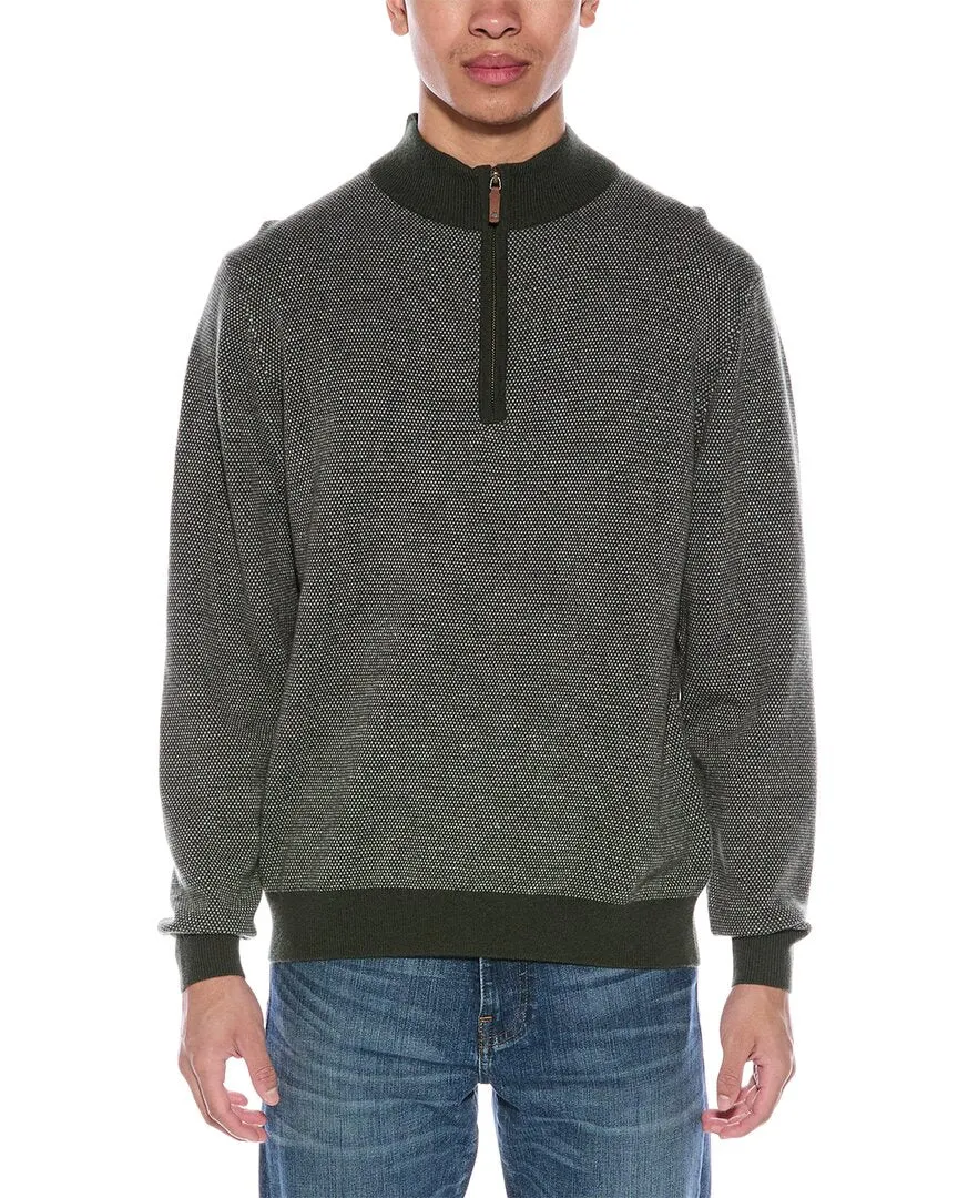 Alashan Merino Wool Birdseye 1/4-Zip Mock Neck Sweater