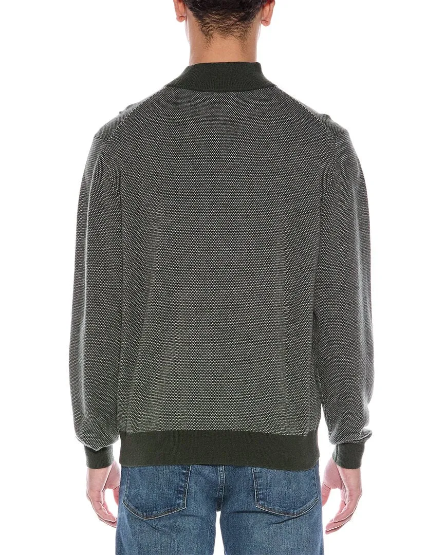 Alashan Merino Wool Birdseye 1/4-Zip Mock Neck Sweater
