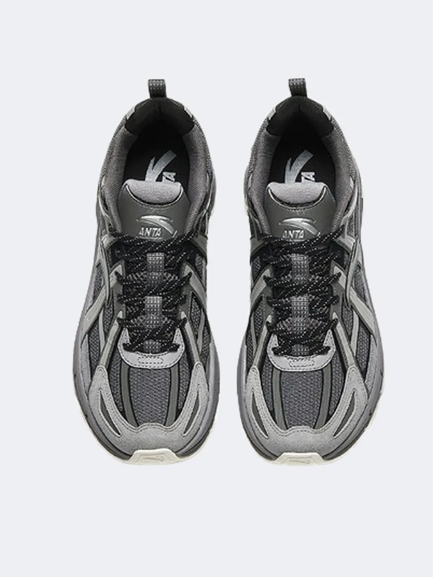 Anta Retro Men Running Sneakers Grey/Black/Sandstorm Mens Urban Style Comfort Shoes
