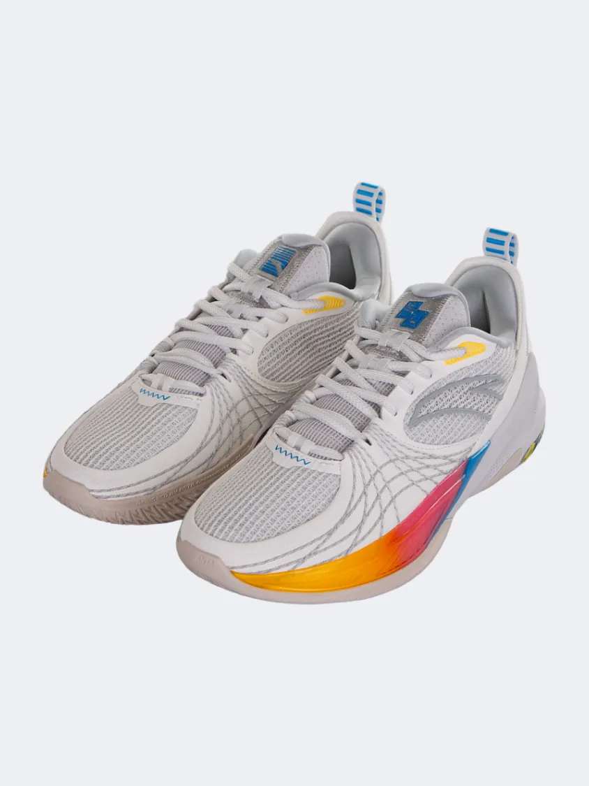 Anta Speed 6 Men Basketball Shoes White/Grey/Silver Mens Urban Style Comfort Shoes