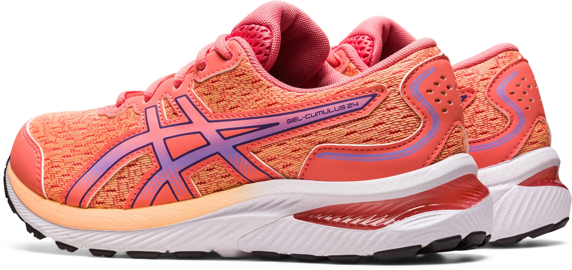 Asics Gel Cumulus 24 GS Junior Running Shoes - Orange Cushioned Daily Runners