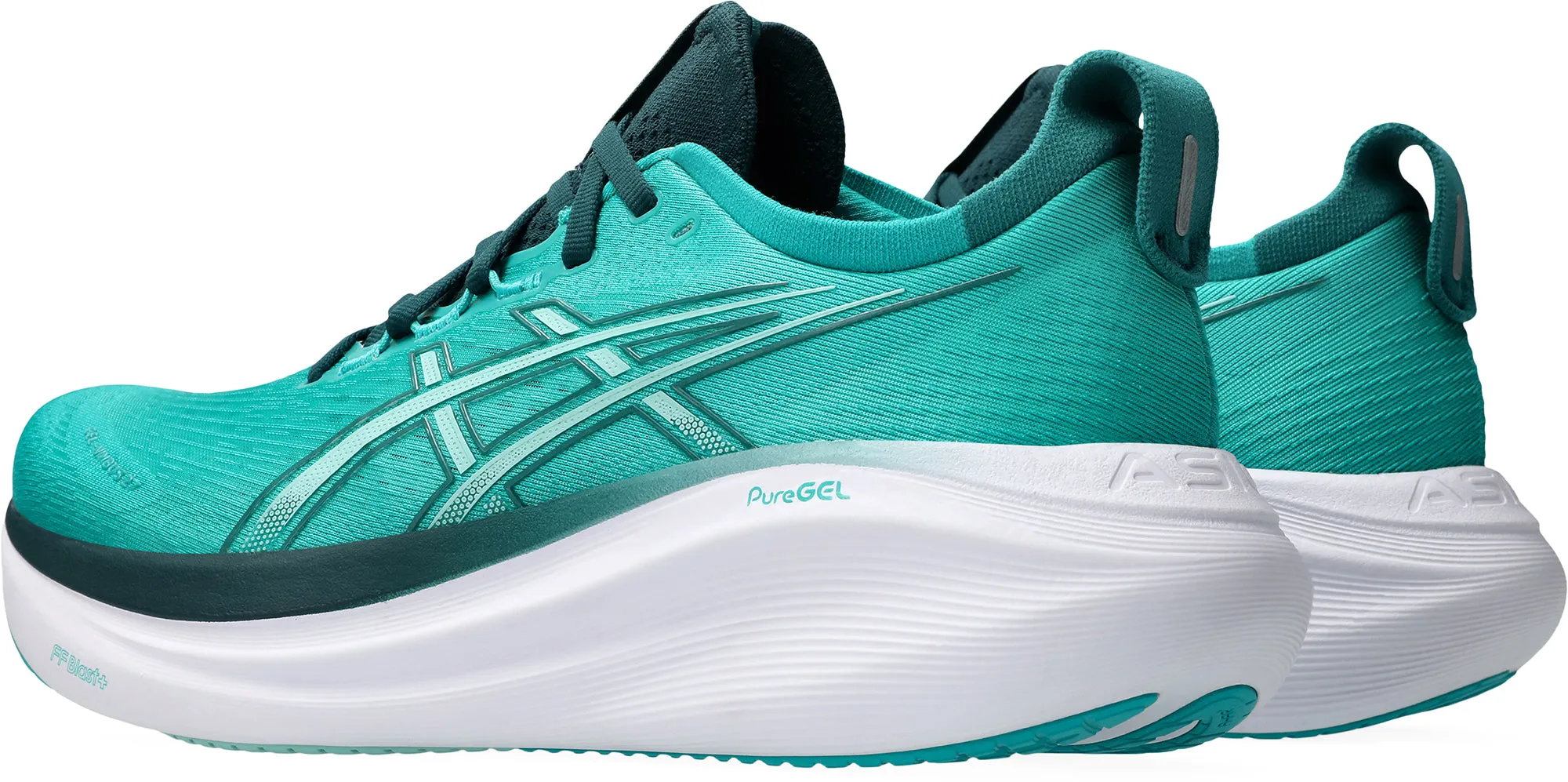 Asics Gel Nimbus 27 Mens Running Shoes - Green Flexible Athletic Fit