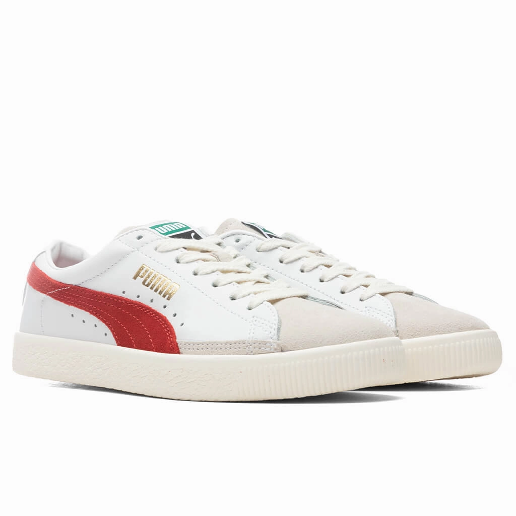 Basket VTG - White/High Risk Red Puma Suede Street Sneakers