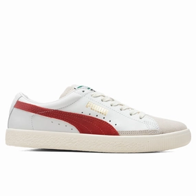 Basket VTG - White/High Risk Red Puma shoes with suede and modern shape