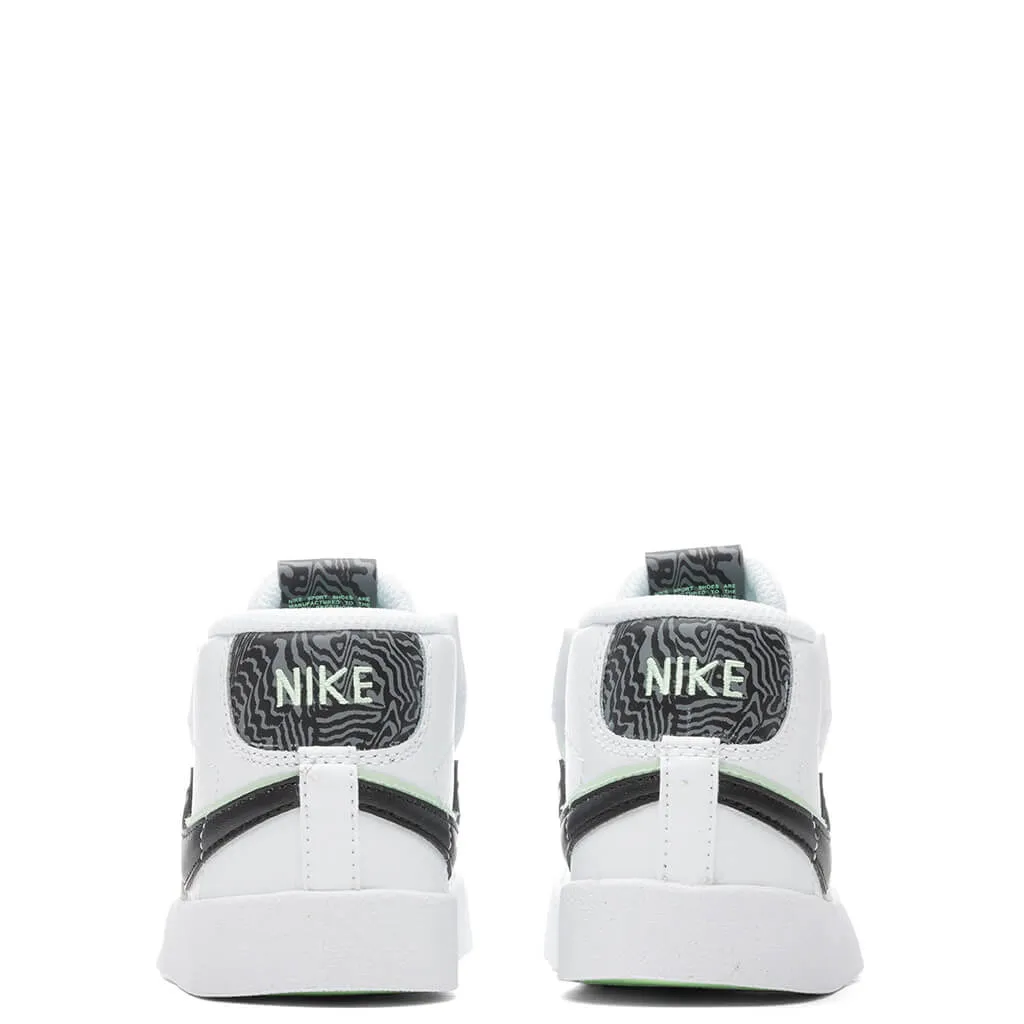 Blazer Mid '77 SE (TD) - White/Black/Vapor Green Nike Cushioned Mesh Sneakers
