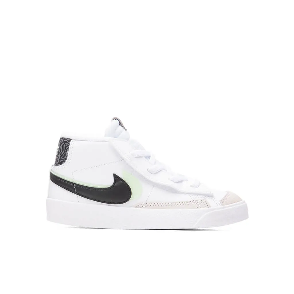 Blazer Mid '77 SE (TD) - White/Black/Vapor Green Nike shoes with cushioned air sole