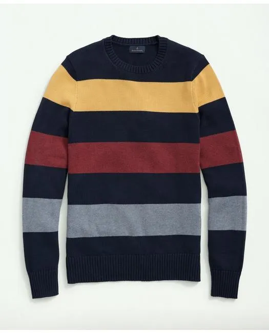 Brooks Brothers Men's Big & Tall Cotton Crewneck Rugby Stripe Sweater Navy Brooks Brothers
