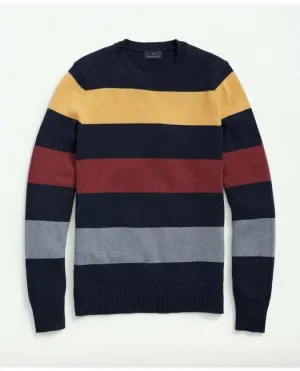 Brooks Brothers Men's Big & Tall Cotton Crewneck Rugby Stripe Sweater Navy Brooks Brothers