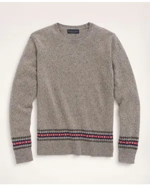 Brooks Brothers Men's Big & Tall Merino Fair-Isle Trim Sweater Grey Brooks Brothers