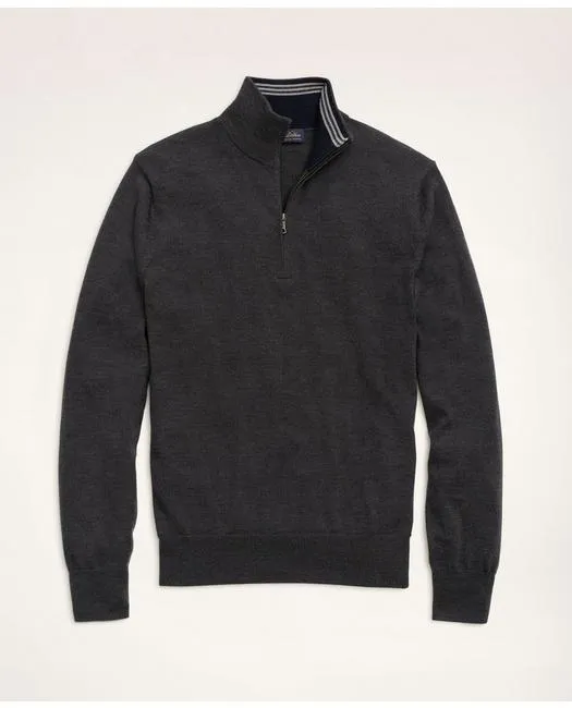 Brooks Brothers Men's Big & Tall Merino Half-Zip Sweater Charcoal Brooks Brothers