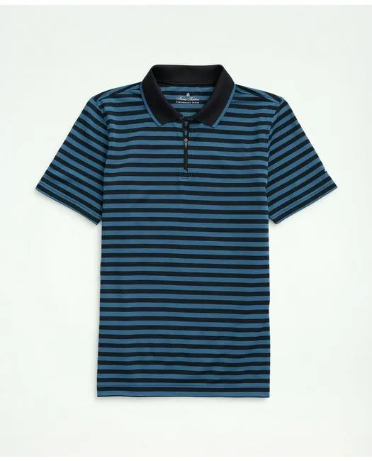 Brooks Brothers Men's Big & Tall Stretch Performance Series Zip Polo Shirt Blue Brooks Brothers