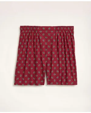 Brooks Brothers Men's Cotton Broadcloth Foulard Boxers Burgundy Brooks Brothers