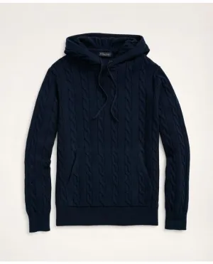 Brooks Brothers Men's Cotton Cable Knit Hoodie Sweater Navy Brooks Brothers