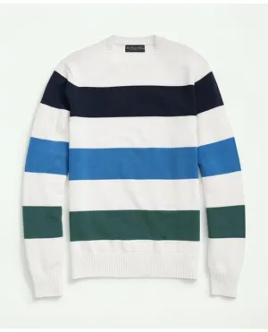 Brooks Brothers Men's Cotton Crewneck Rugby Stripe Sweater White Brooks Brothers