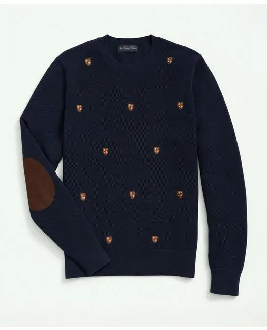 Brooks Brothers Men's Cotton Crewneck Shield Embroidered Sweater Navy Brooks Brothers