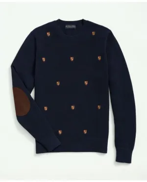 Brooks Brothers Men's Cotton Crewneck Shield Embroidered Sweater Navy Brooks Brothers