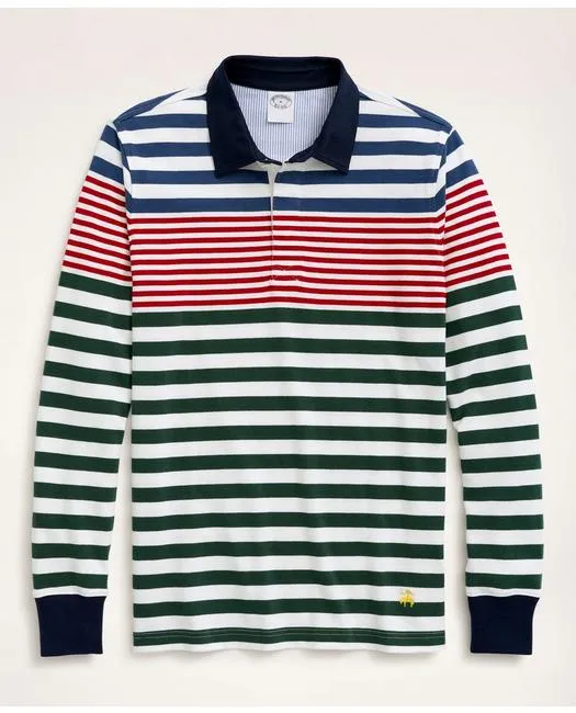 Brooks Brothers Men's Cotton Engineer Stripe Rugby Multicolor Brooks Brothers