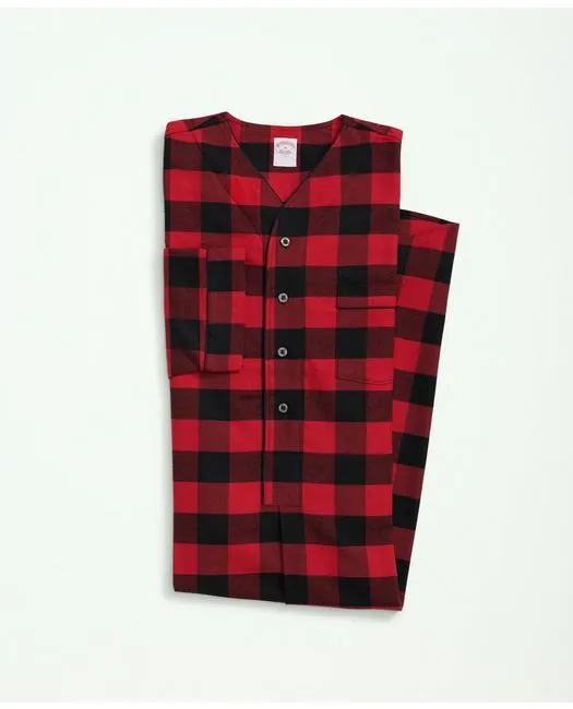 Brooks Brothers Men's Cotton Flannel Plaid Nightshirt Red Brooks Brothers