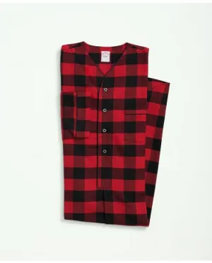 Brooks Brothers Men's Cotton Flannel Plaid Nightshirt Red Brooks Brothers