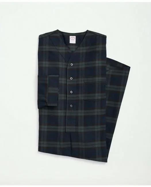Brooks Brothers Men's Cotton Flannel Tartan Nightshirt Navy Brooks Brothers