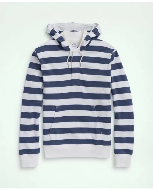 Brooks Brothers Men's Cotton Hoodie Rugby Blue/White Brooks Brothers
