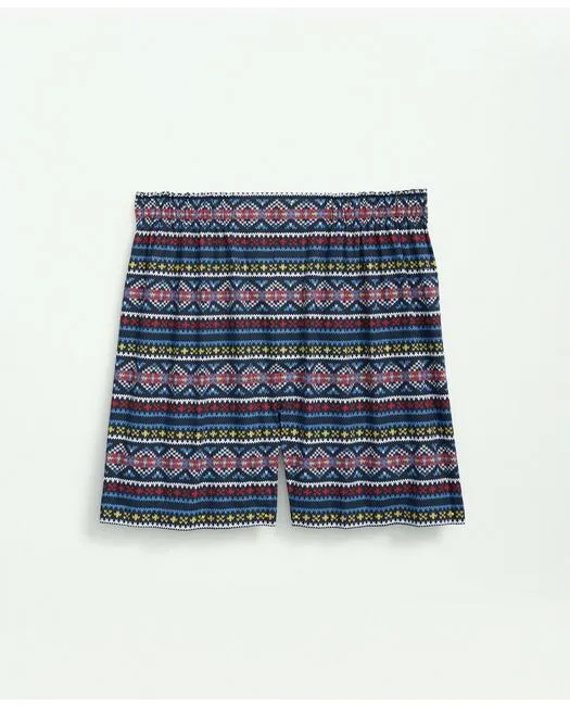 Brooks Brothers Men's Cotton Poplin Fair Isle Boxers Navy Brooks Brothers