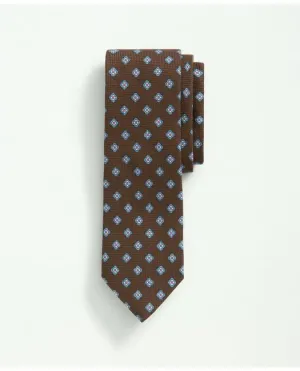 Brooks Brothers Men's Cotton Silk Jacquard Flower Tie Dark Brown Brooks Brothers