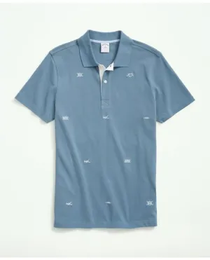 Brooks Brothers Men's Cotton Slim-Fit Embroidered Rope Polo Shirt Blue Brooks Brothers