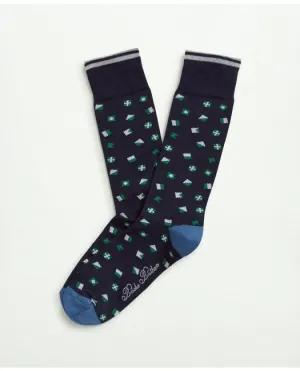 Brooks Brothers Men's Flag Pattern Crew Socks Navy Brooks Brothers