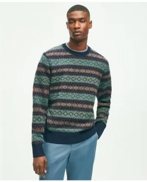 Brooks Brothers Men's Lambswool Archive Intarsia Crewneck Sweater Navy Brooks Brothers