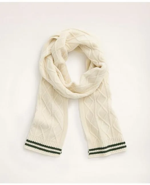 Brooks Brothers Men's Lambswool Cable Knit Scarf Natural Brooks Brothers