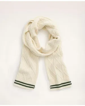 Brooks Brothers Men's Lambswool Cable Knit Scarf Natural Brooks Brothers
