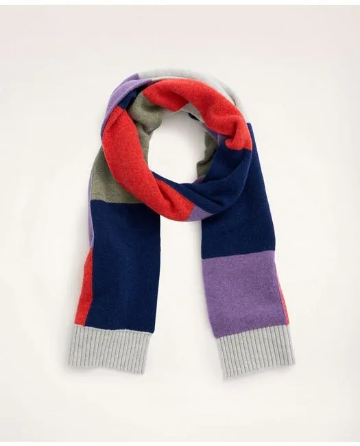 Brooks Brothers Men's Lambswool Color-Block Scarf Grey Brooks Brothers