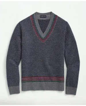 Brooks Brothers Men's Lambswool Jacquard Tennis Sweater Grey Brooks Brothers